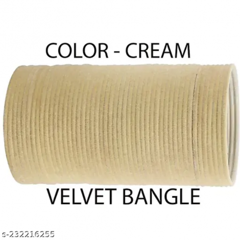 Cream Velvet Bangles 36 Pcs