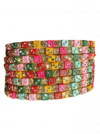 Brass Bangles Multi Color ( 8 Pcs ) (FBC01)