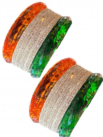 Crystal Tricolor Bangles set (26 Jan Special ) (BRS17)